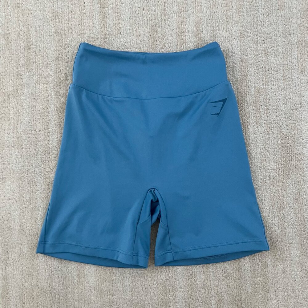 Gymshark Biker High Waist Shorts With Scrunch Back S Blue